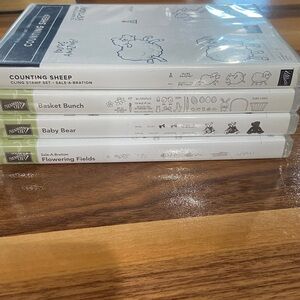 Stampin' Up! 4 new never used sets.Easter theme-flowering fields and bears